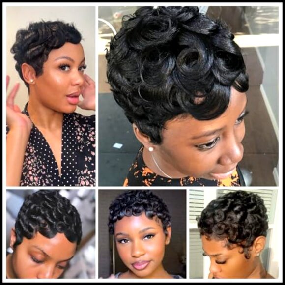 Short Curly Pixie Cut Wig Glueless Human Hair Adjustable Cap Daily Wear main image 5